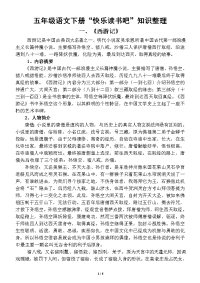 小学语文部编版五年级下册“快乐读书吧”知识整理