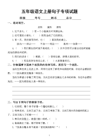 小学语文部编版五年级上册句子专项试题