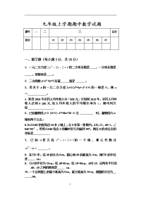 九年级上册数学期中试题