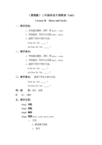冀教三年级下unitLesson  Shoes and socks