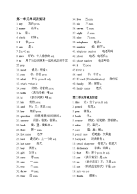 初一英语上册单词表完整版