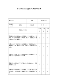 办公室主任安全生产责任考核表