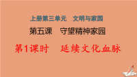 河南专版2020秋九年级道德与法治上册第三单元文明与家园5-1延续文化血脉作业课件 人教版