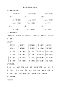 四年级下语文学案四年级下册语文素材--第一单元知识点总结 人教部编版_人教版（2016部编版）