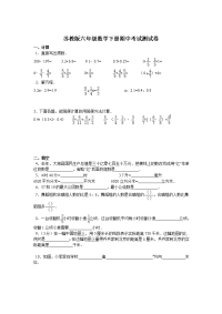 苏教版六年级数学下册期中考试测试卷