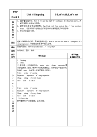 人教版PEP 小学四年级下册英语-Unit 6 B Lets talk&Lets act教案