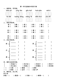 人教部编版小学语文五年级下册第1单元基础知识复习卷