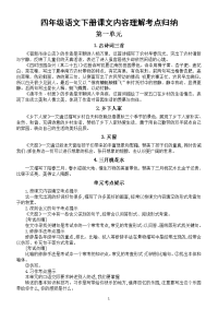 小学语文部编版四年级下册课文内容理解考点归纳汇总